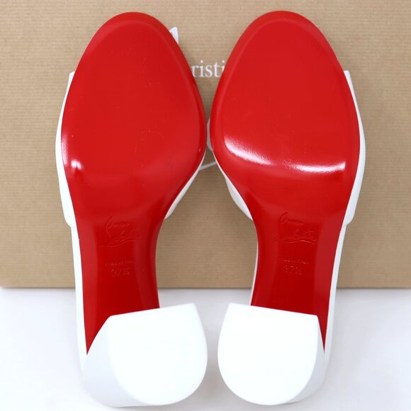 Christian Louboutin 37.5 NEW Jane Mule 85 Bianco White Block Heel Sandal - Picture 14 of 16